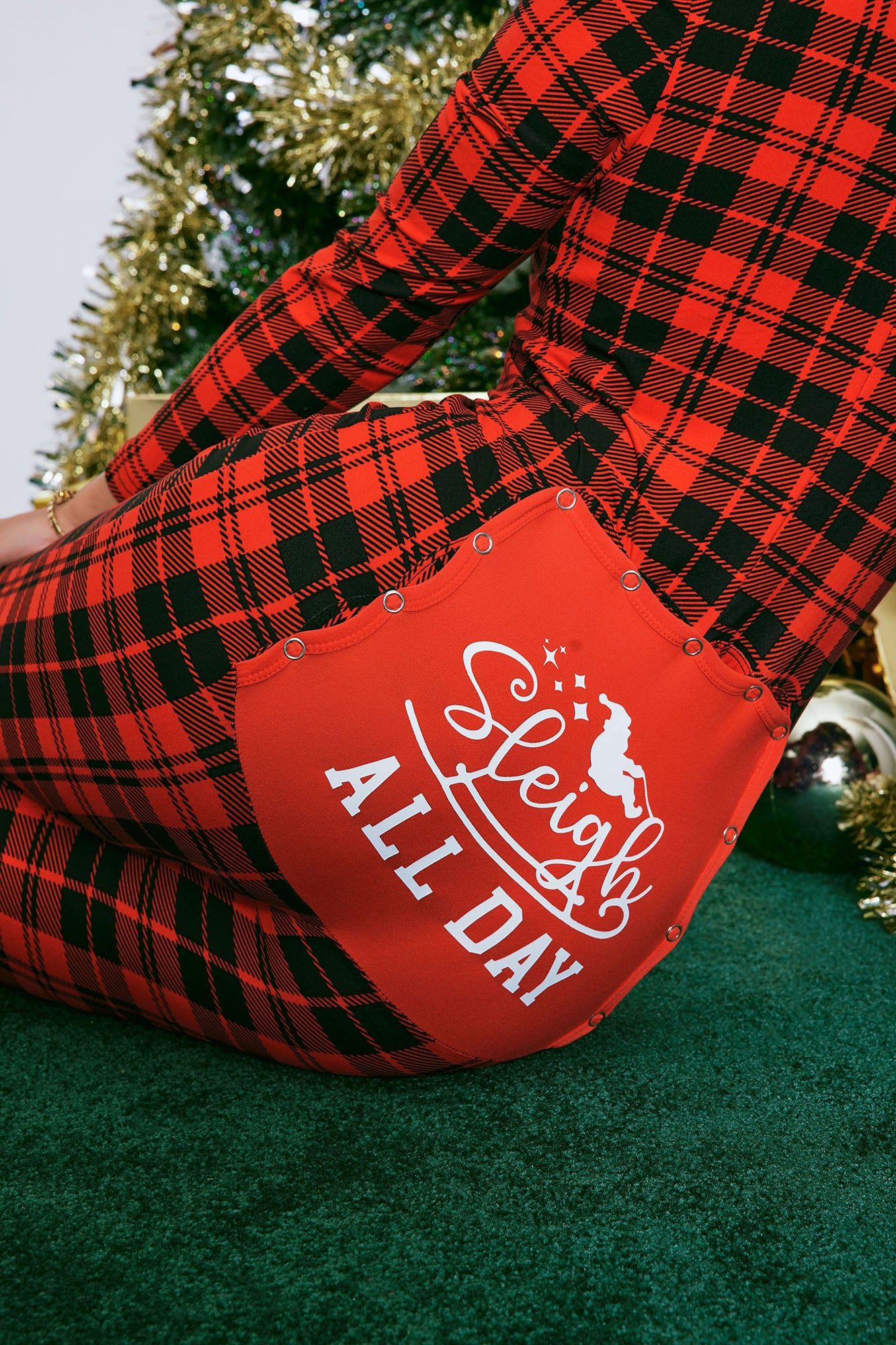 Sleigh All Day PJ Jumpsuit Onesie - Red/Black sold by Fashion Nova product image thumbnail 5