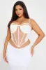 Audrey Mesh Cut Out Corset Top - White sold by Fashion Nova