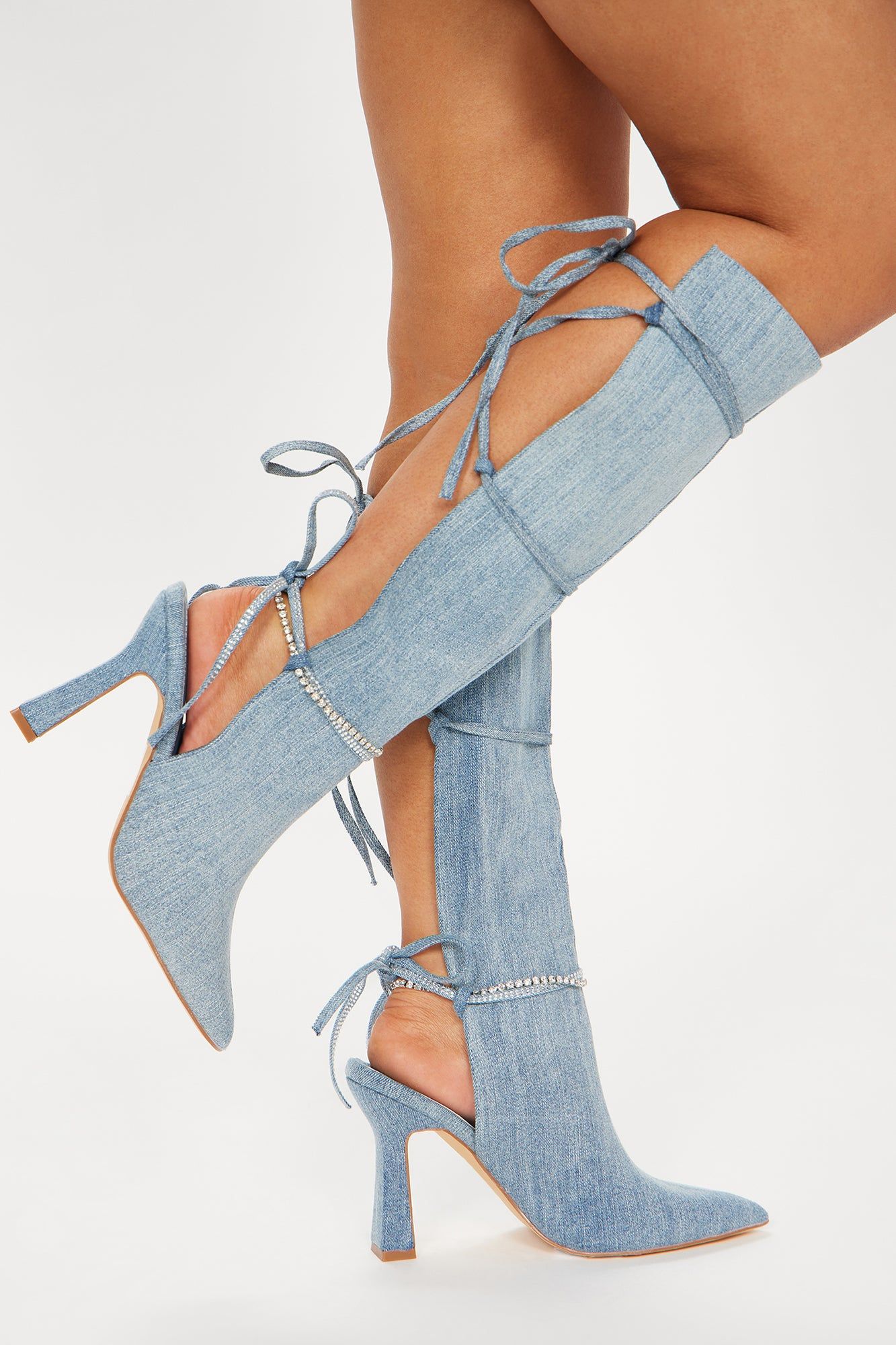 Serena Embellished Knee High Boots - Denim sold by Fashion Nova product image thumbnail 2