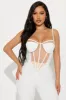 Audrey Mesh Cut Out Corset Top - White sold by Fashion Nova