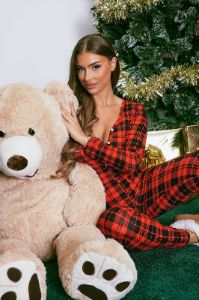Sleigh All Day PJ Jumpsuit Onesie - Red/Black sold by Fashion Nova