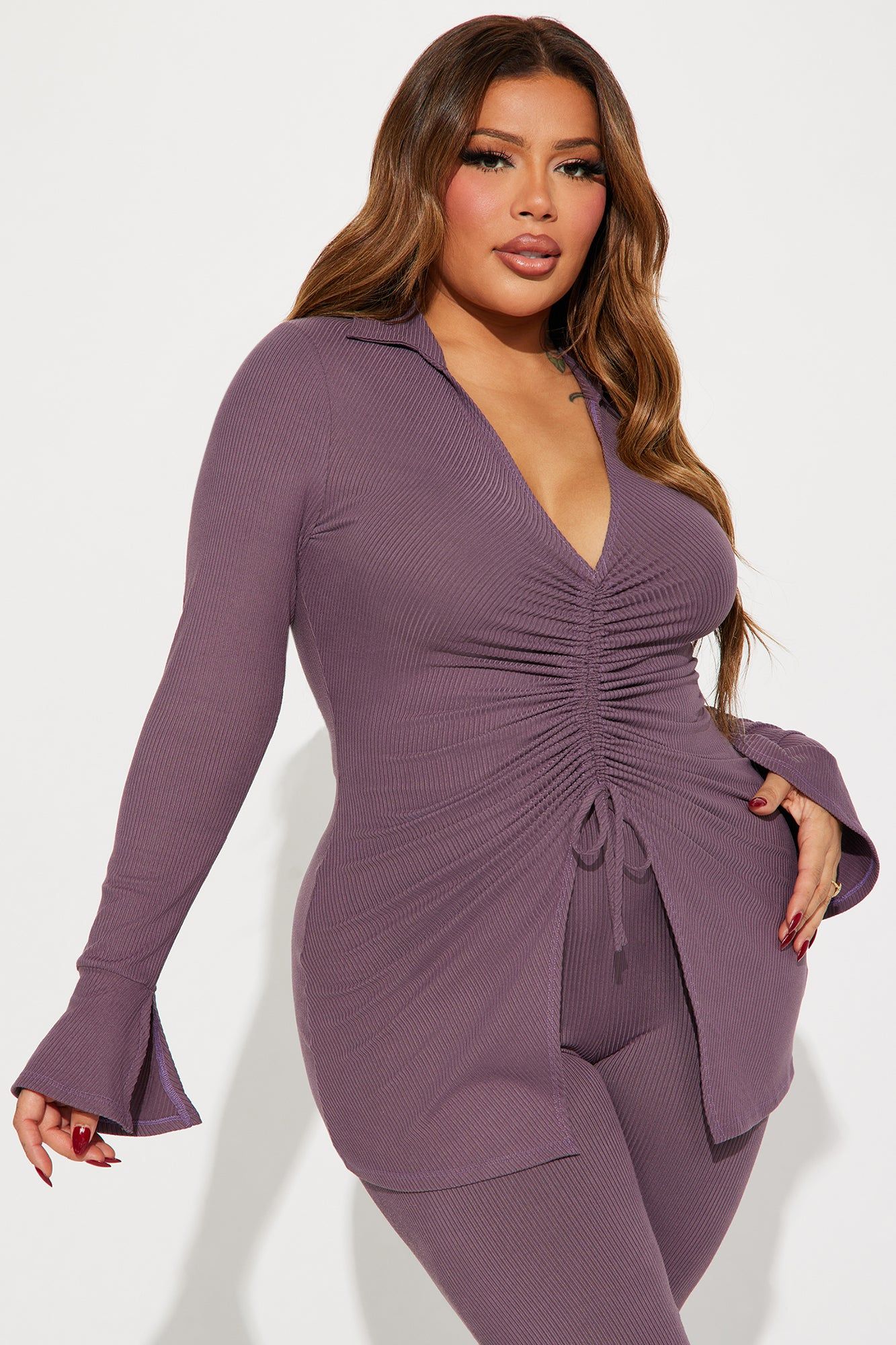 Miley Ribbed Legging Set - Plum sold by Fashion Nova product image thumbnail 5