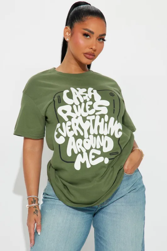 Cash Runs The World Tee - Olive sold by Fashion Nova