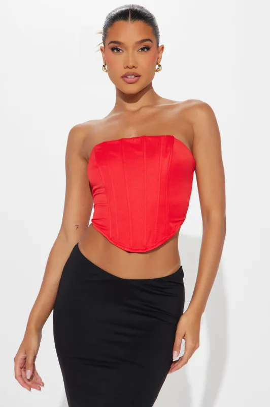 All The Feels Corset Top - Red sold by Fashion Nova