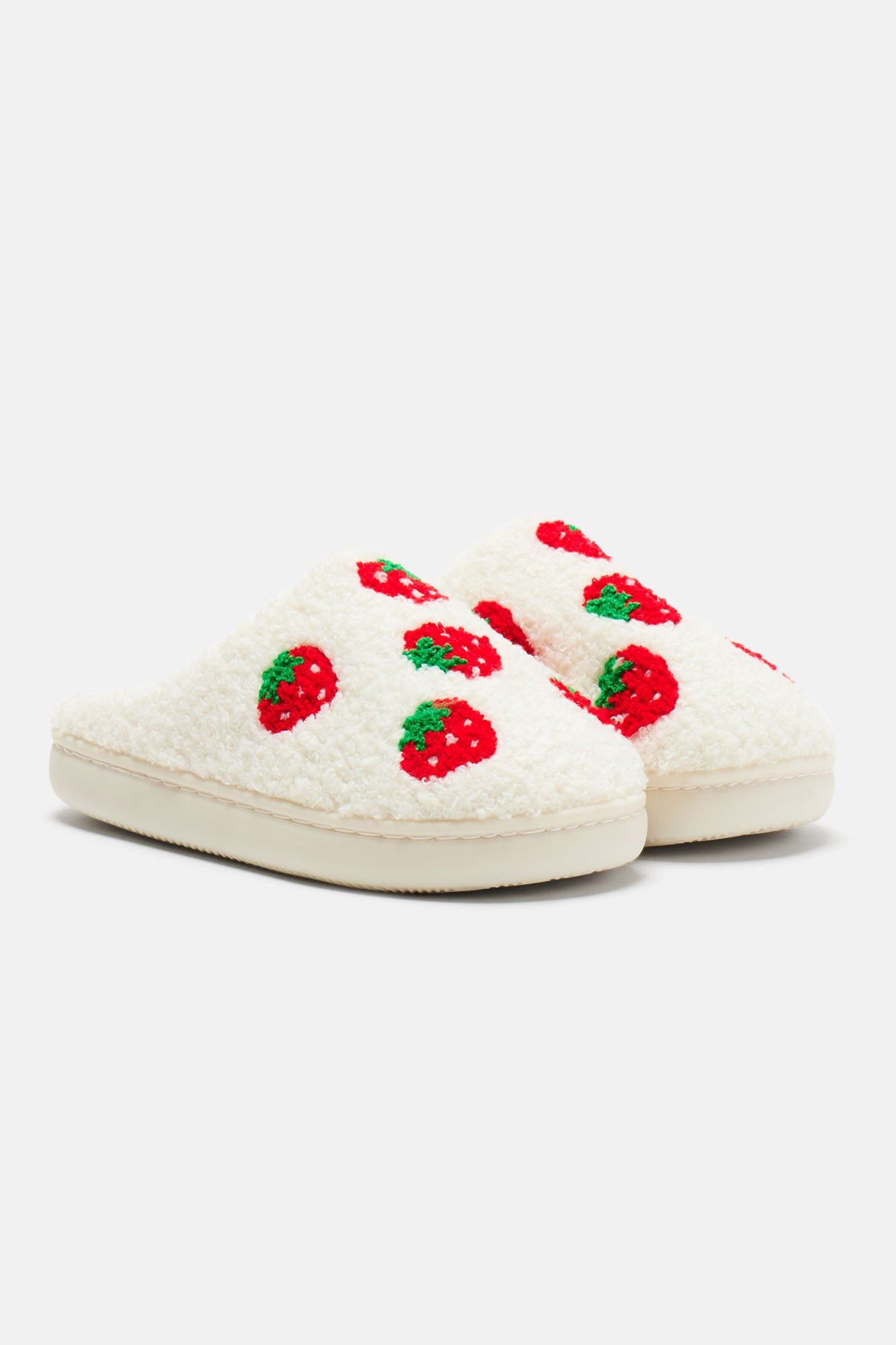 Strawberry Cutie Slippers - Ivory sold by Fashion Nova