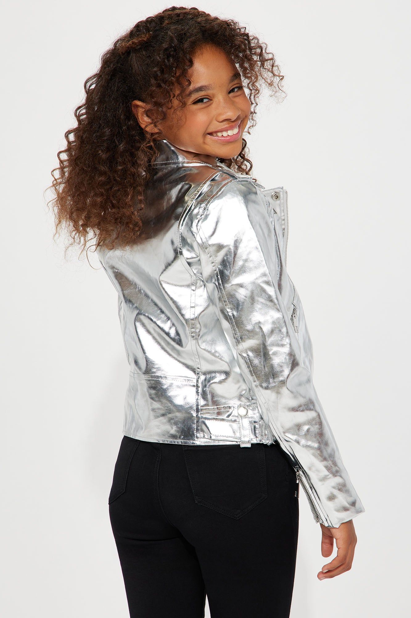 Mini Leanna Moto Jacket - Silver sold by Fashion Nova product image thumbnail 4