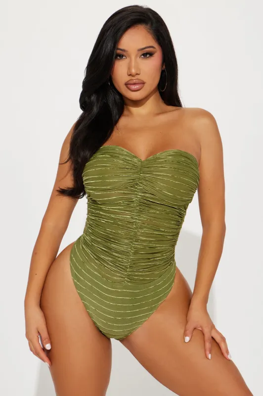 Summer In Mykonos Textured Bodysuit - Green sold by Fashion Nova