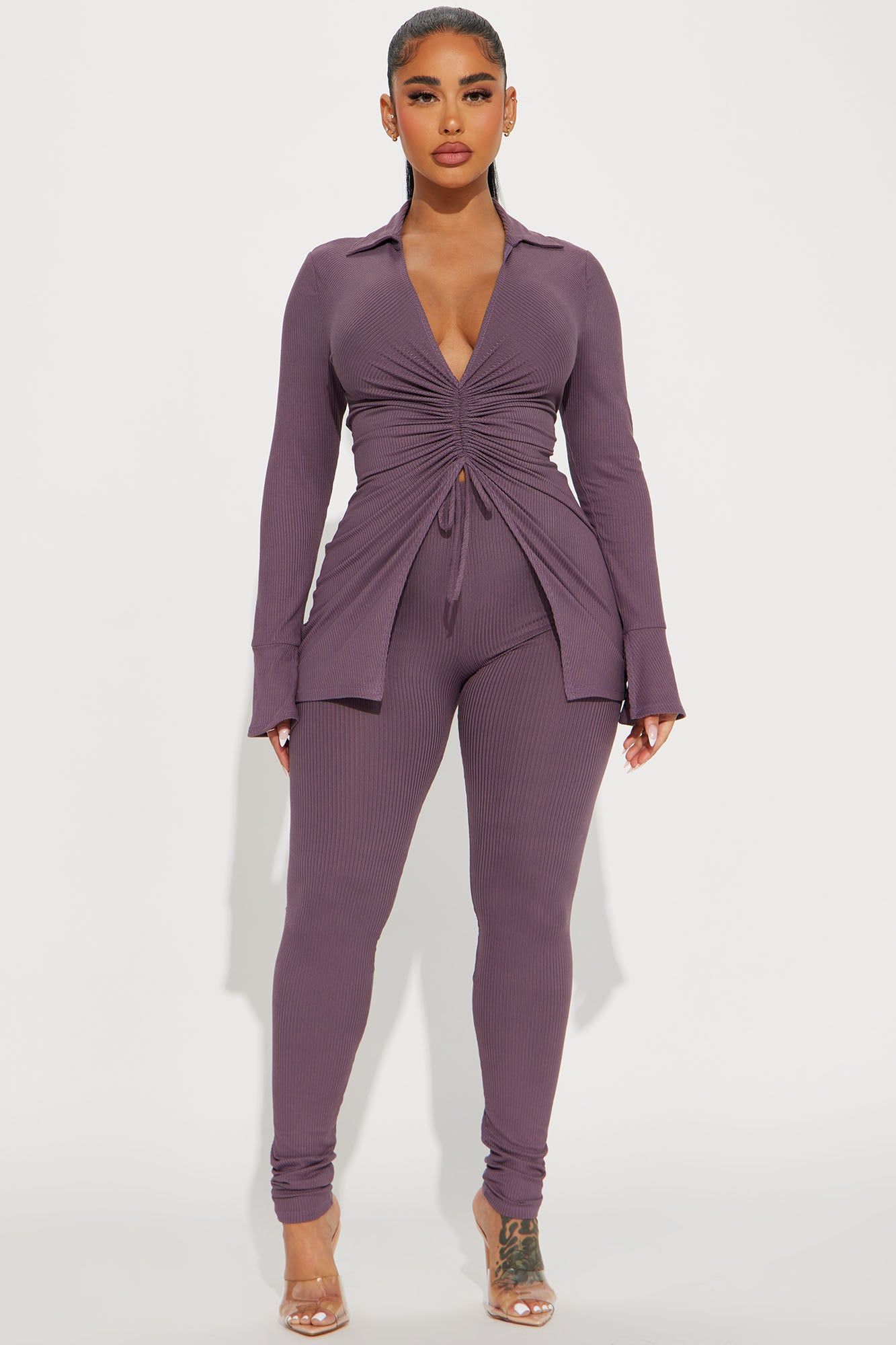 Miley Ribbed Legging Set - Plum sold by Fashion Nova