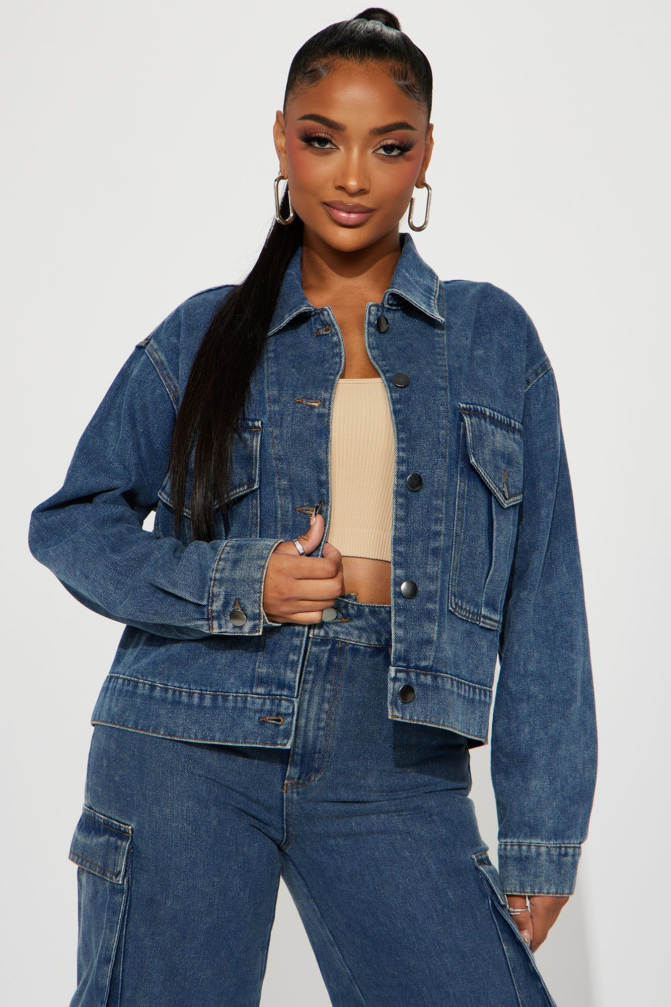 Kacie Denim Cargo Pant Set - Dark Wash sold by Fashion Nova product image thumbnail 2
