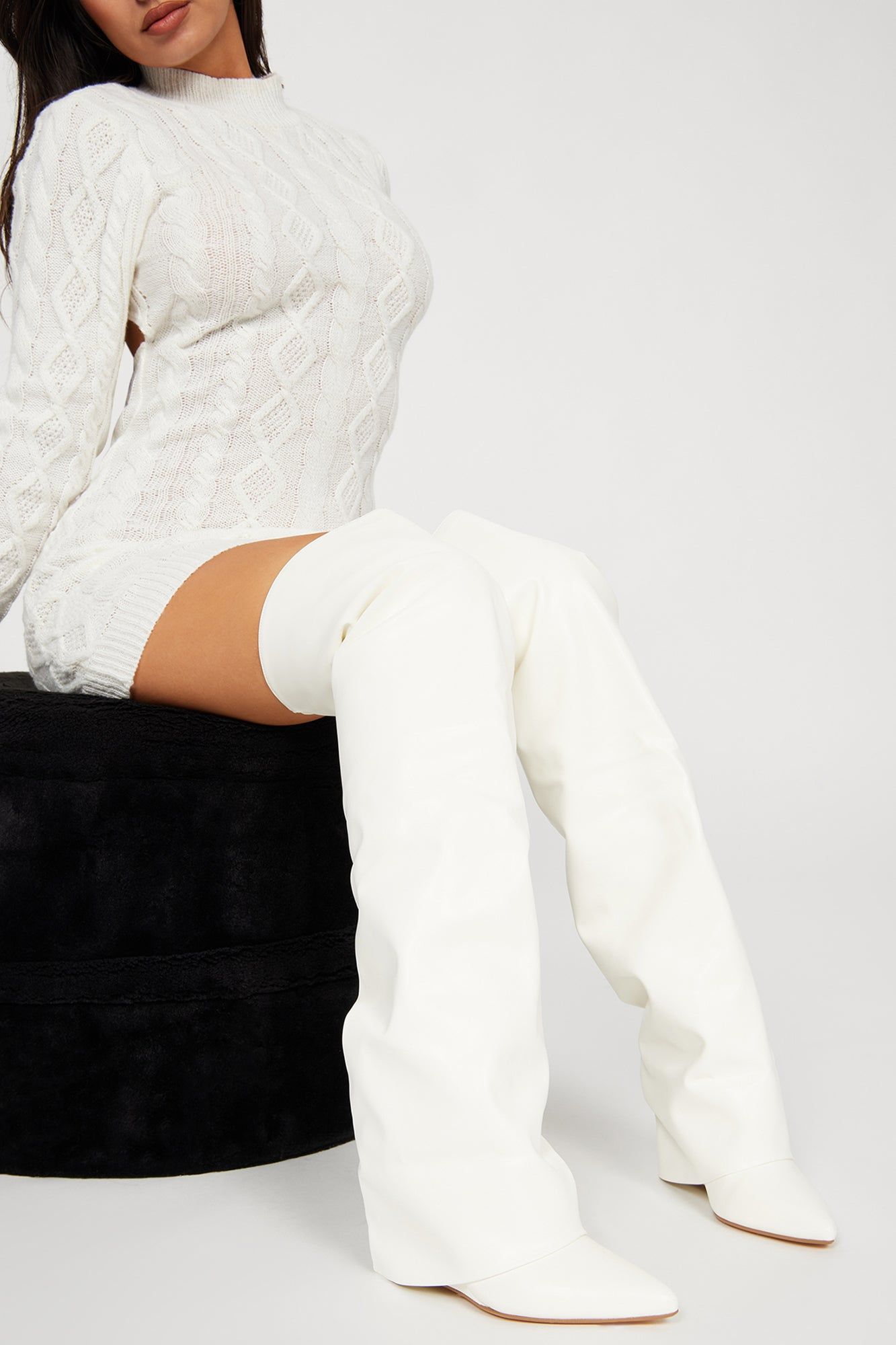 Amari Overlay Boots - White sold by Fashion Nova