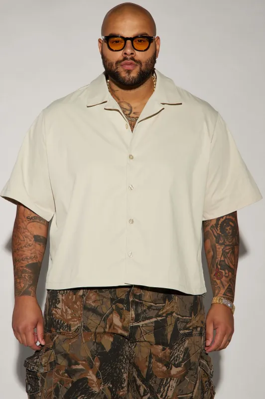Milano Cropped Button Up Shirt - Off White sold by Fashion Nova