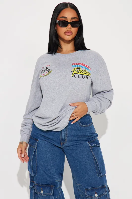 World Class Racing Club Tee - Heathered Grey sold by Fashion Nova
