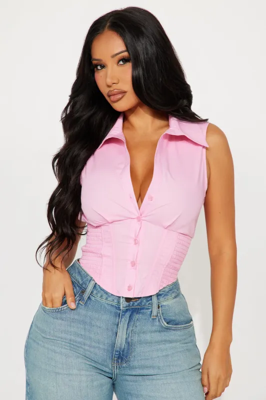Endless Talks Sleeveless Corset Top - Pink sold by Fashion Nova
