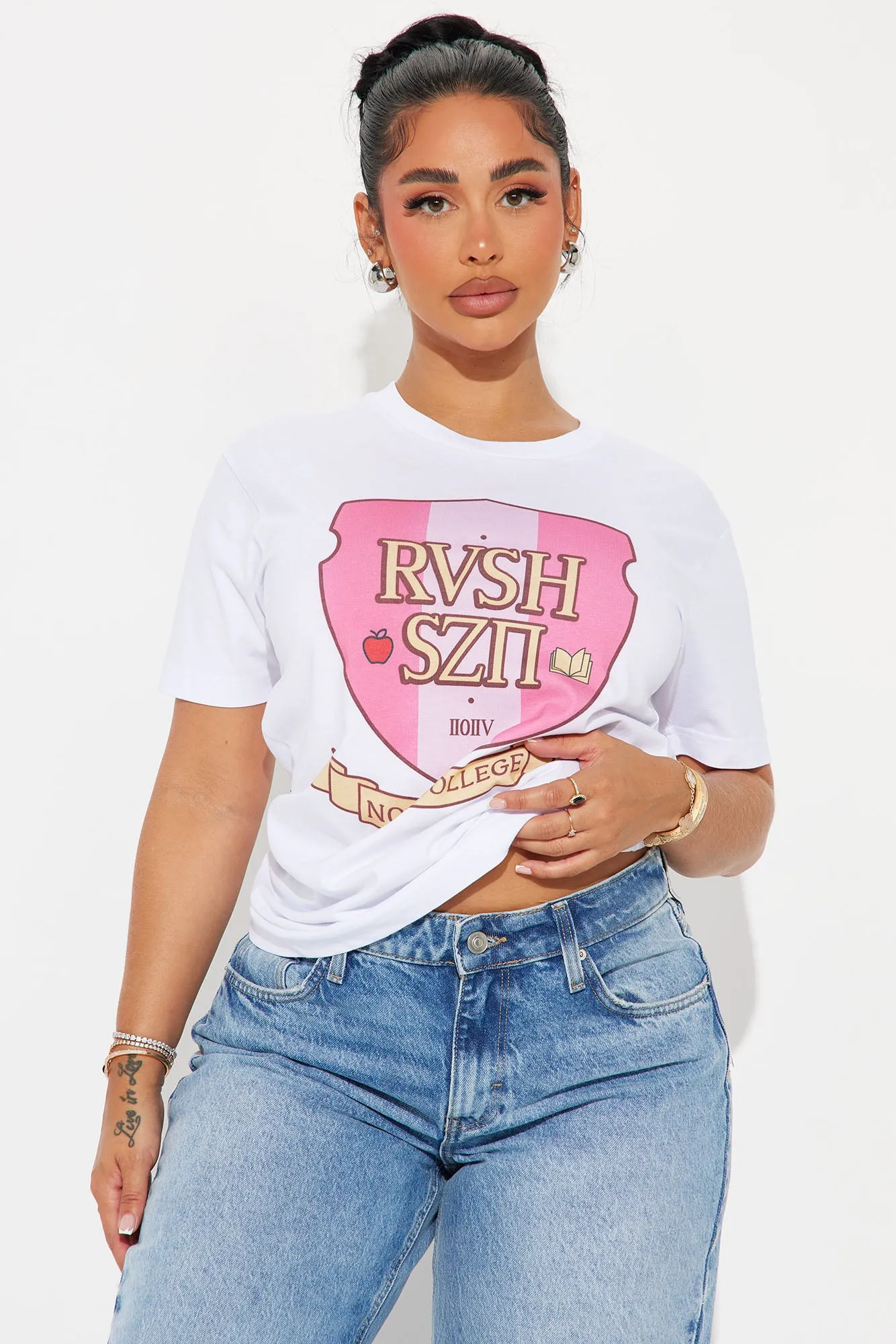RUSH SZN Sisterhood Tee - White sold by Fashion Nova