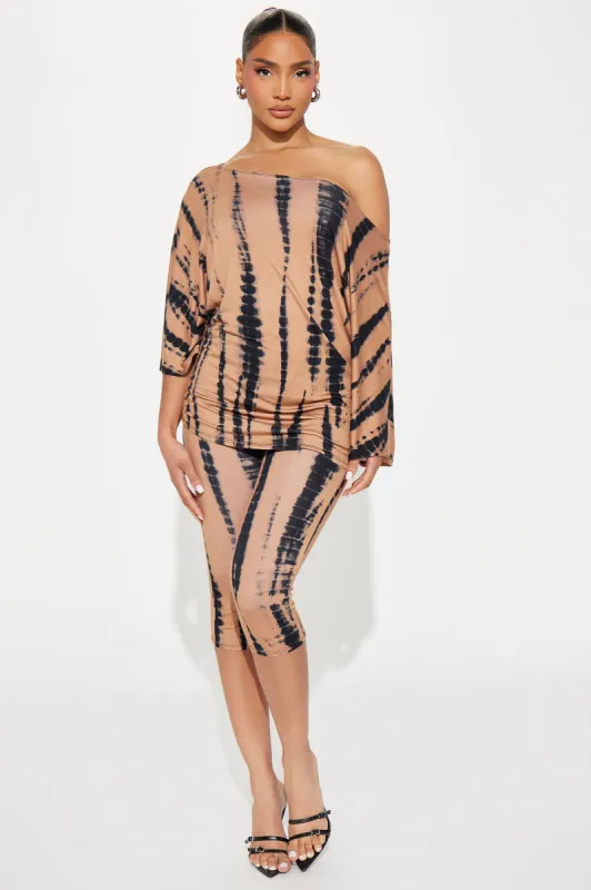 Lorrie Tie Dye Capri Set - Taupe/combo sold by Fashion Nova