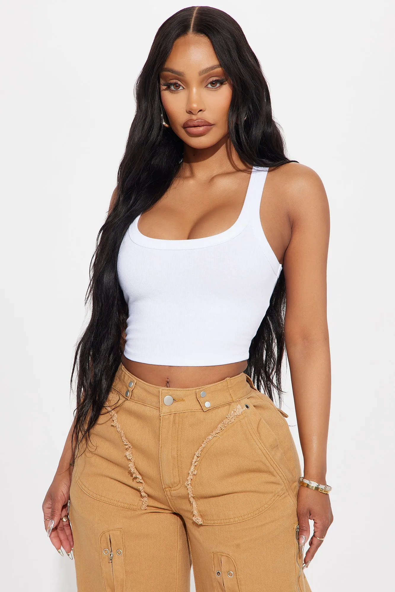 Teresa Scoop Neck Tank Top - White sold by Fashion Nova product image thumbnail 5