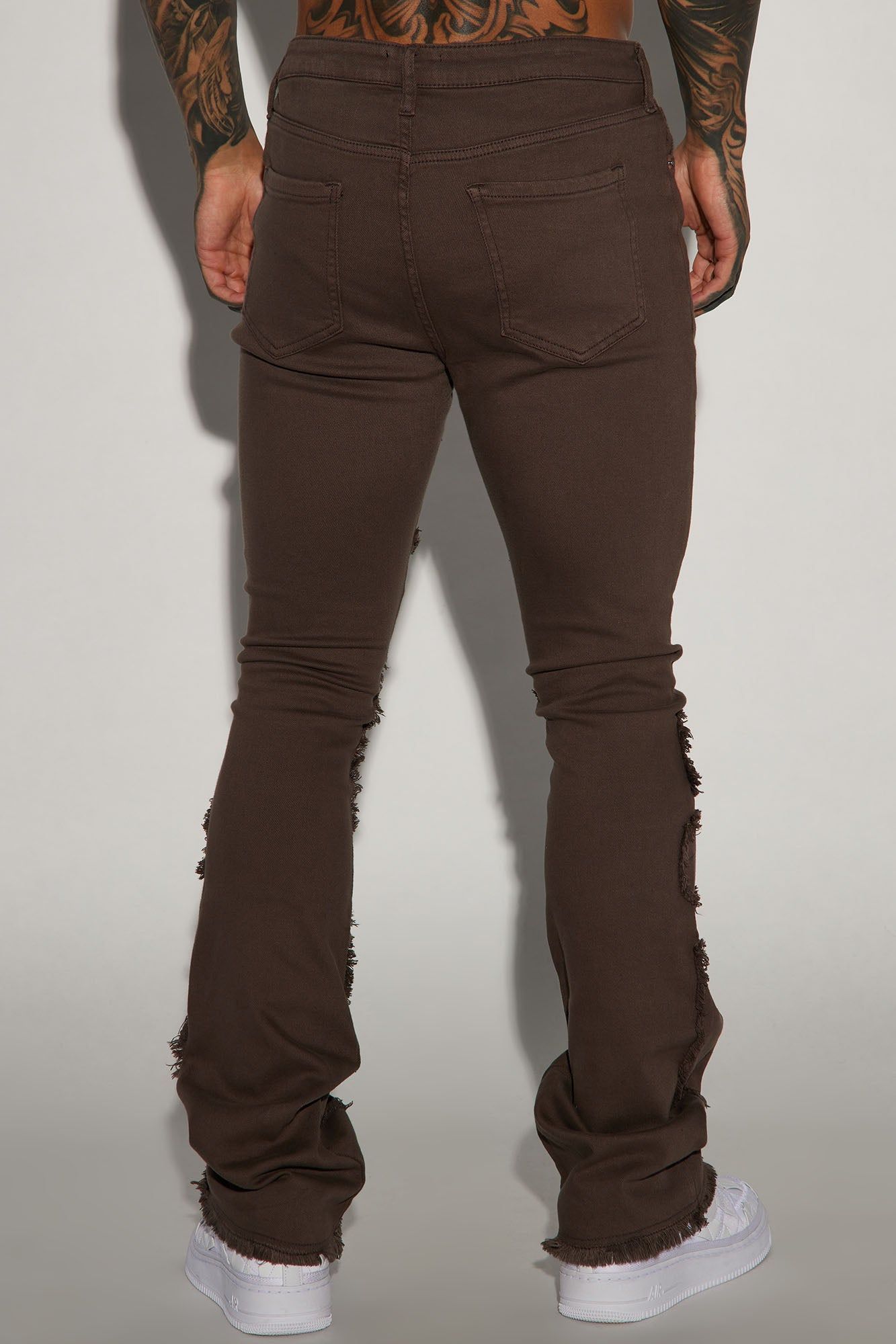 Fray Paneled Stacked Skinny Flared Pants - Brown sold by Fashion Nova product image thumbnail 4