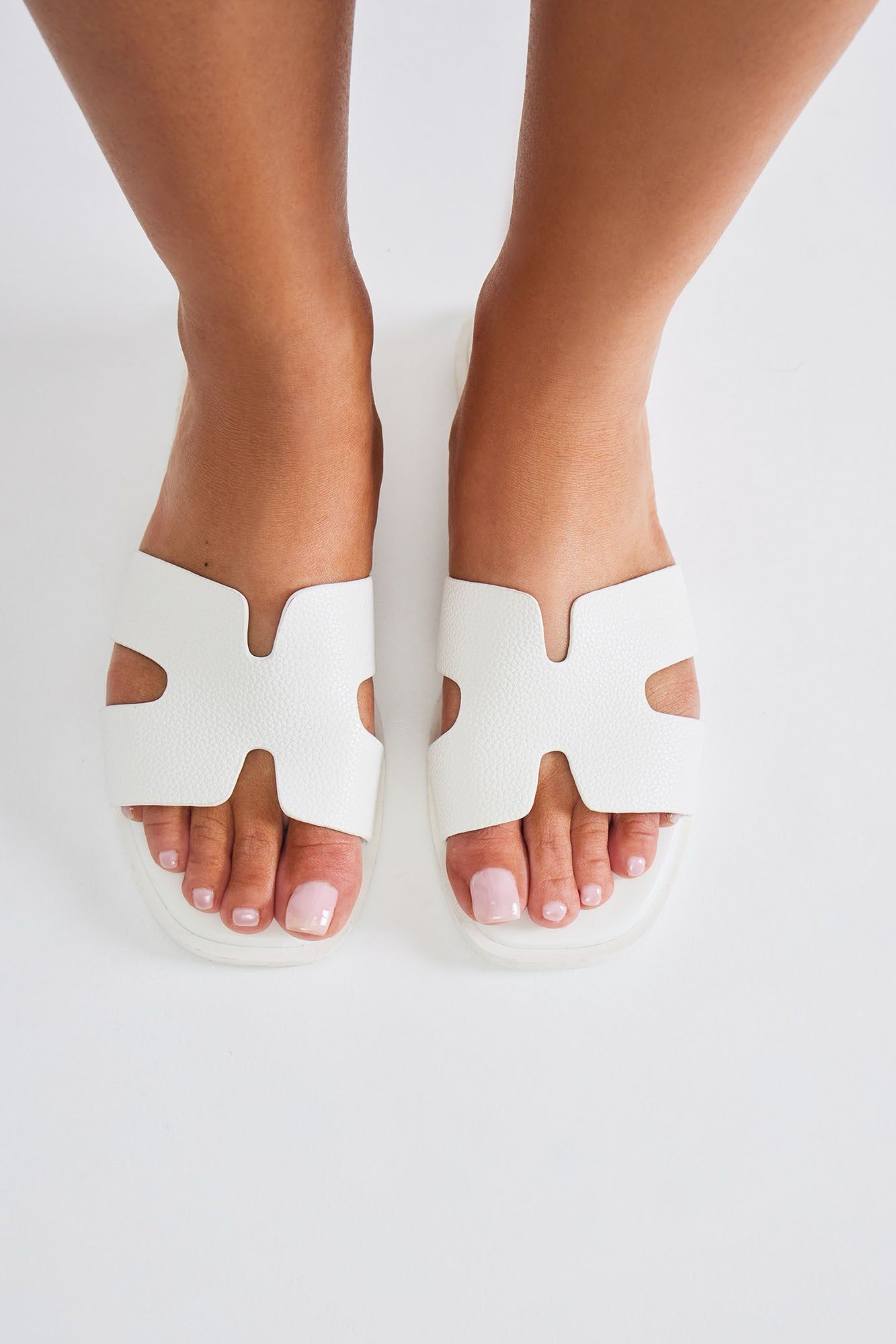 Cutting Ties Flat Sandals - White sold by Fashion Nova
