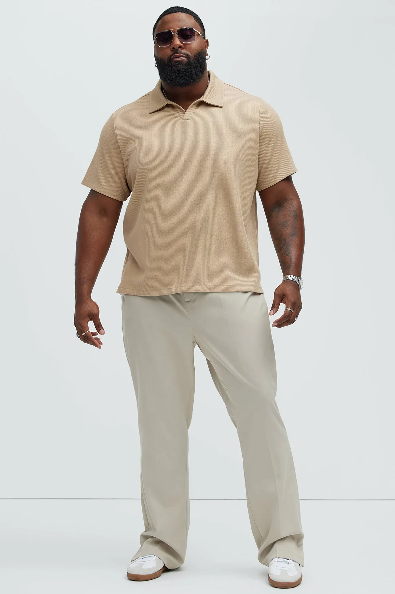 Kalel Textured Short Sleeve Polo - Tan sold by Fashion Nova product image thumbnail 5