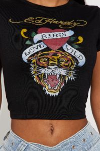 Tiger Heart Ed Hardy Baby Tee - Black sold by Fashion Nova