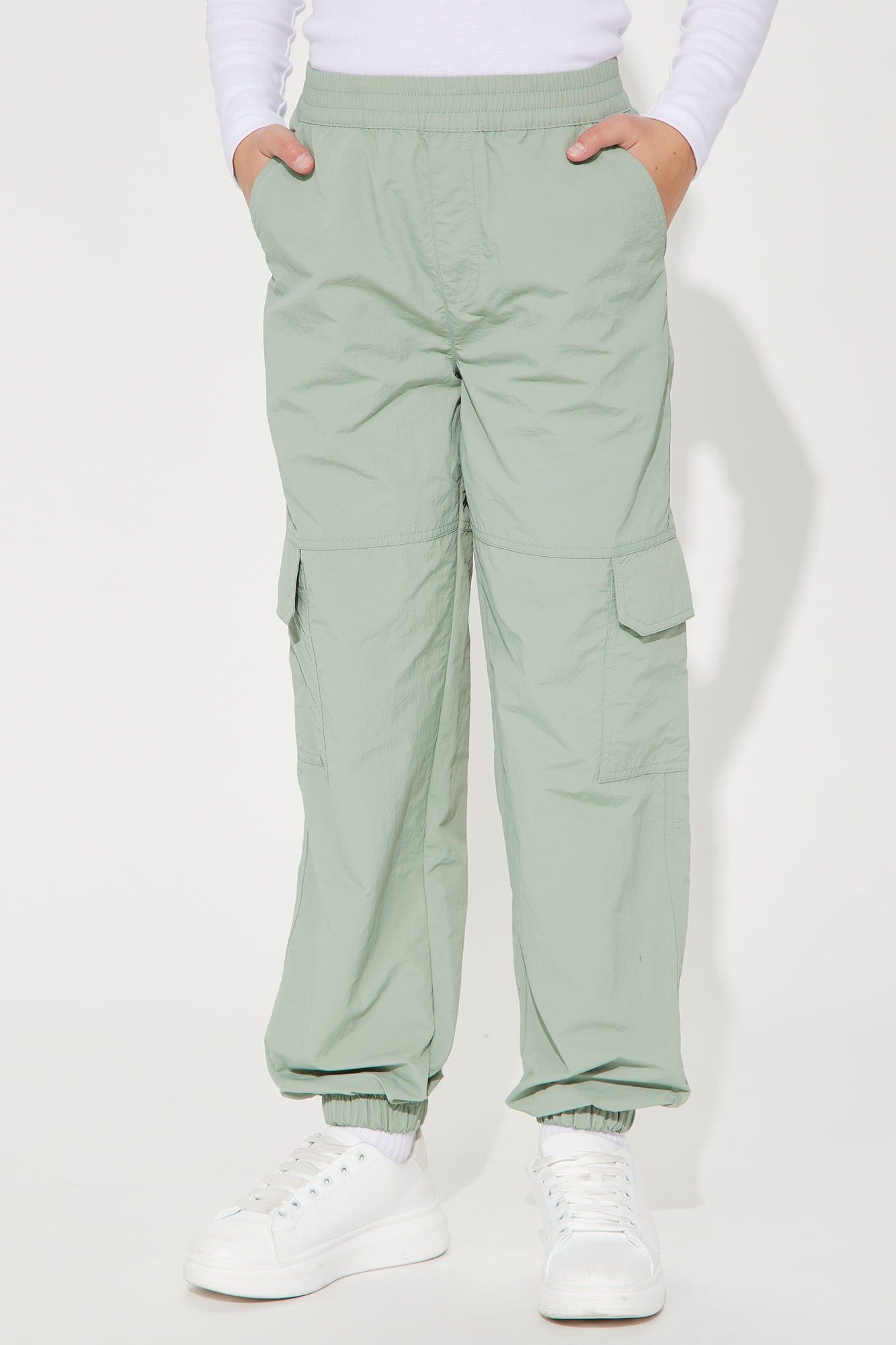 Mini Half The Fun Nylon Parachute Cargo Pants - Sage sold by Fashion Nova product image thumbnail 2