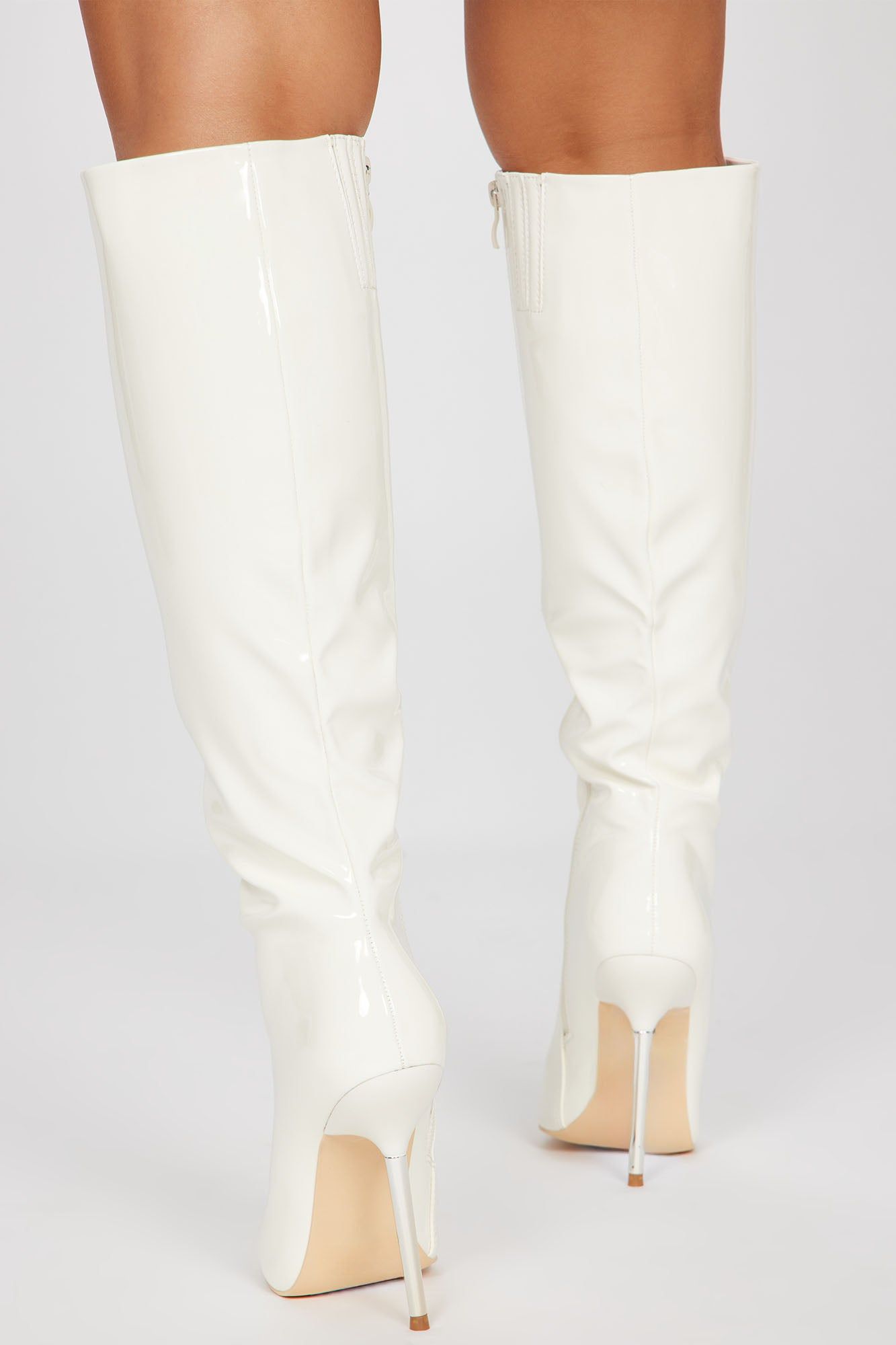 Brighten My Night Knee High Heeled Boots - Cream sold by Fashion Nova product image thumbnail 4
