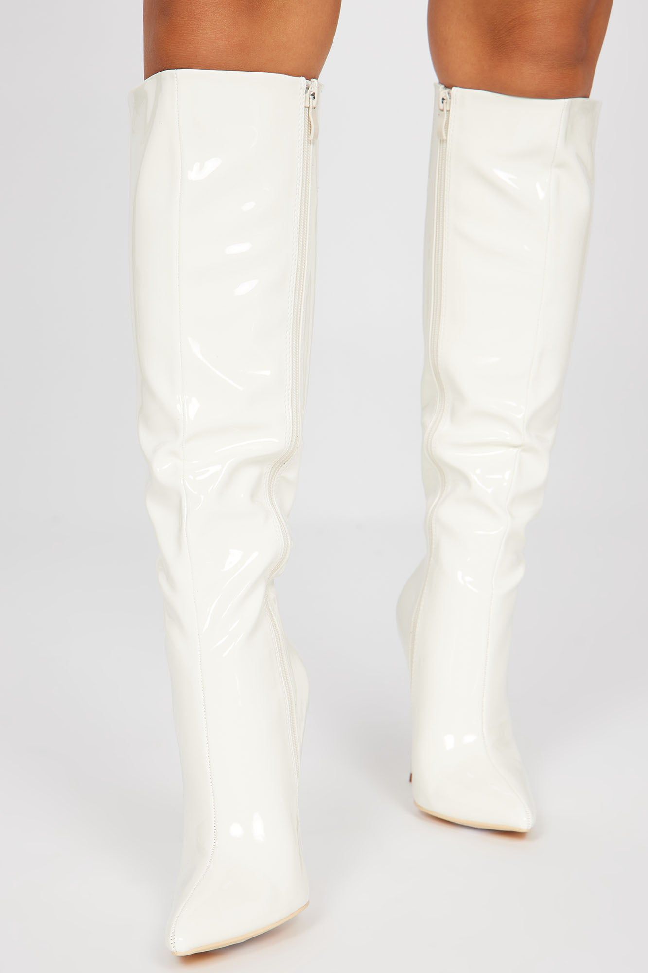Brighten My Night Knee High Heeled Boots - Cream sold by Fashion Nova product image thumbnail 3