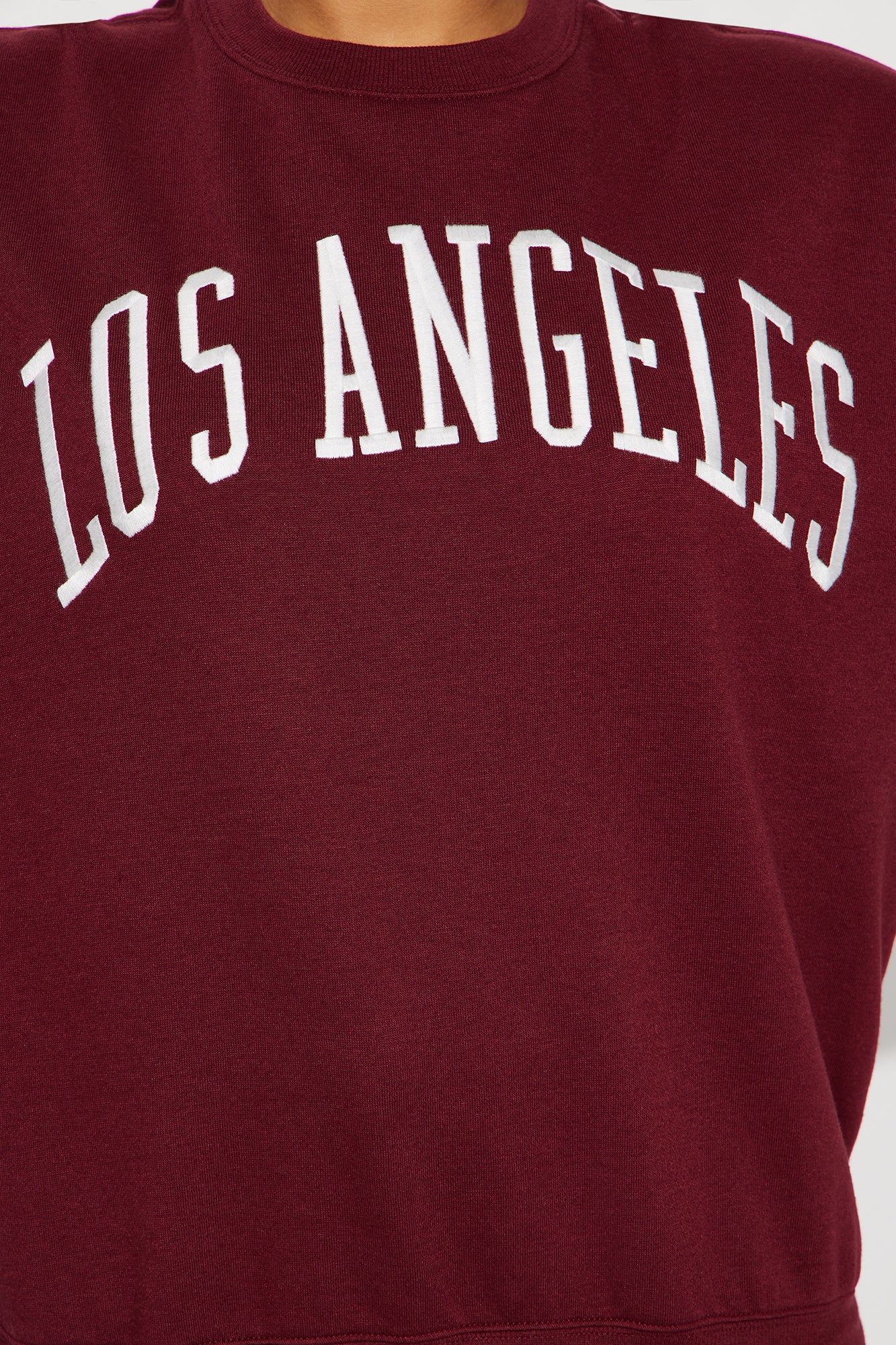 Los Angeles Embroidered Sweatshirt - Burgundy sold by Fashion Nova product image thumbnail 3