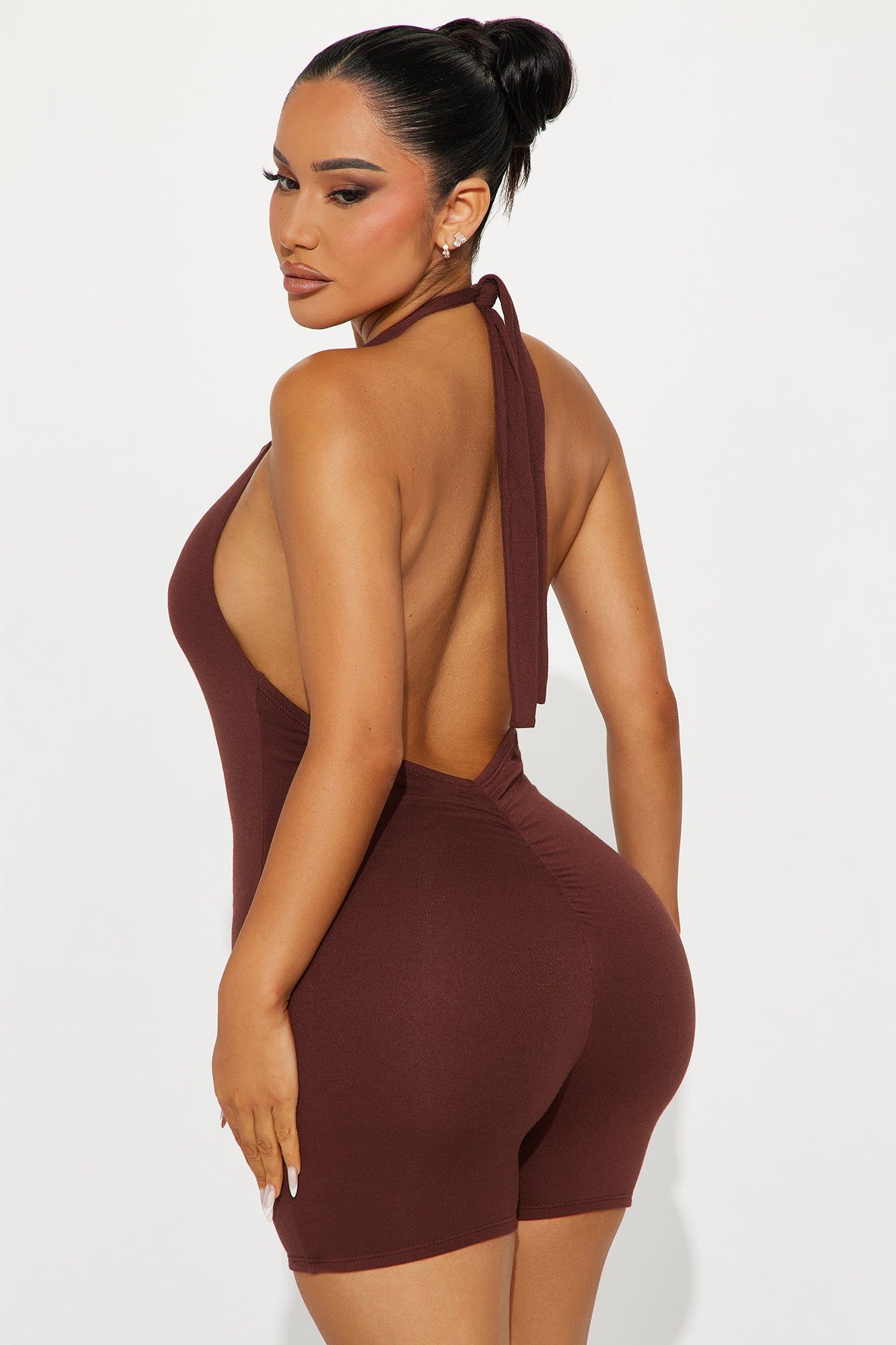 To Be Me Romper - Chocolate sold by Fashion Nova product image thumbnail 3