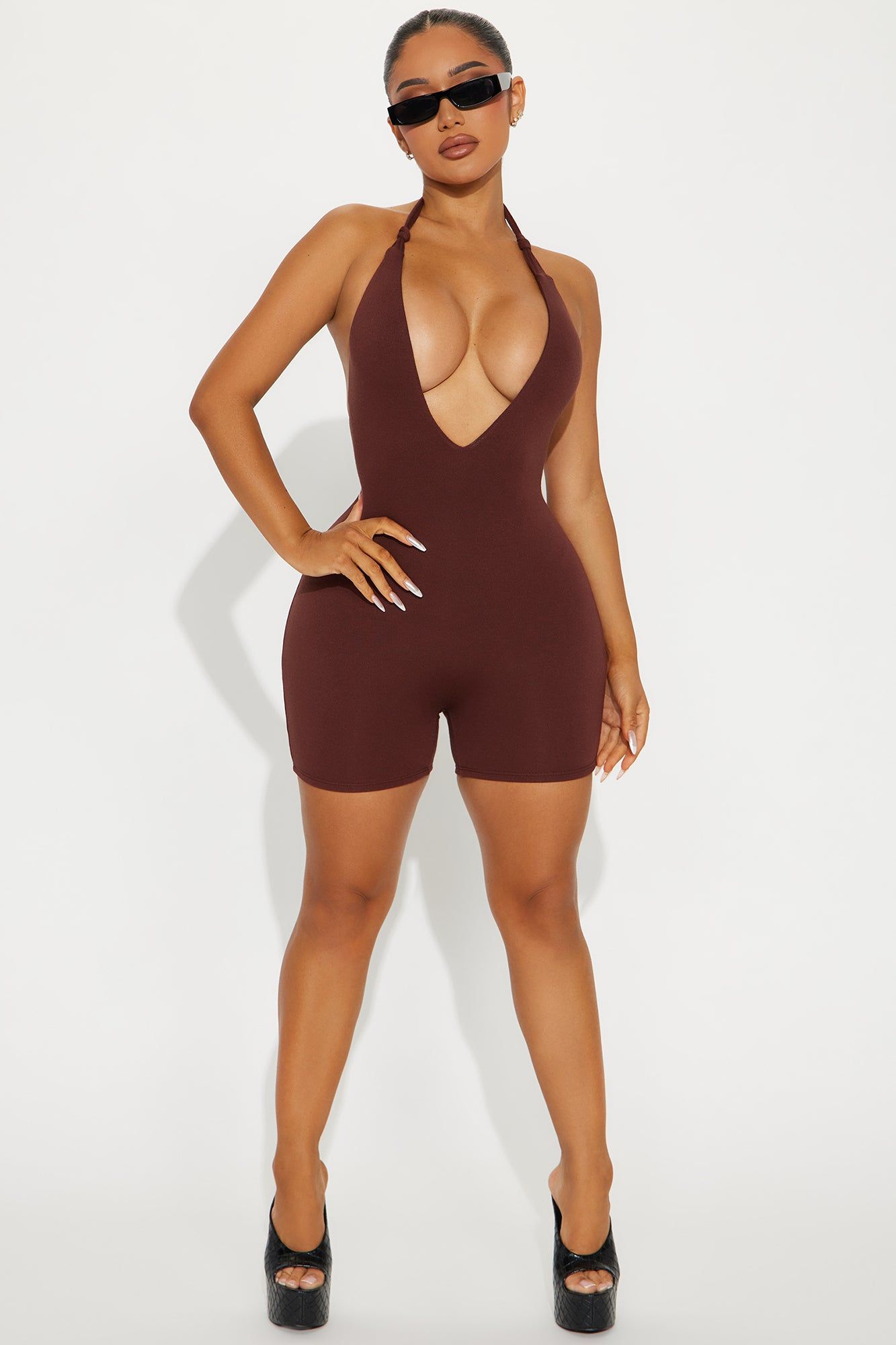 To Be Me Romper - Chocolate sold by Fashion Nova product image thumbnail 2