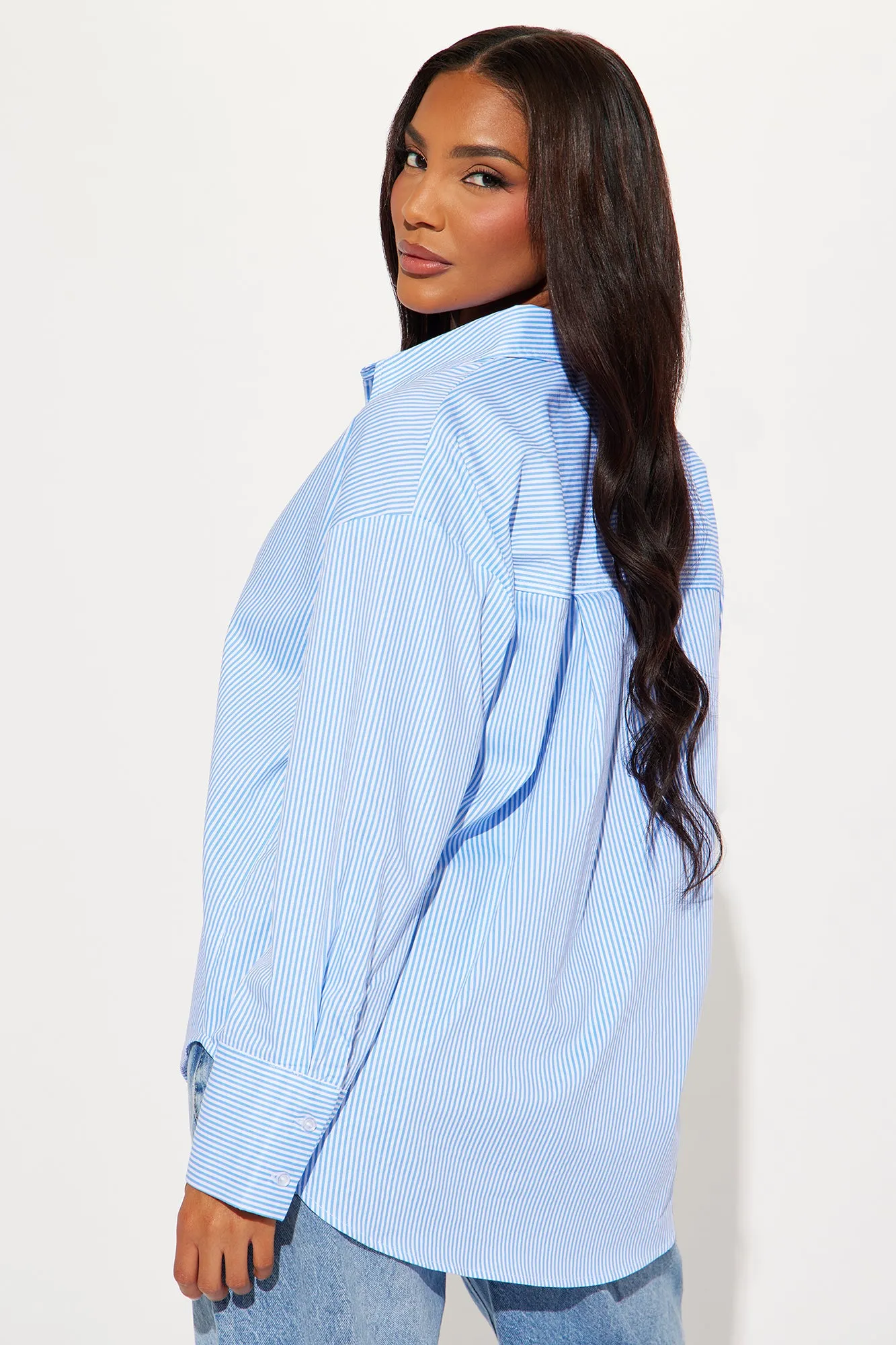 Sun's Out Striped Poplin Shirt - Blue/combo sold by Fashion Nova product image thumbnail 3