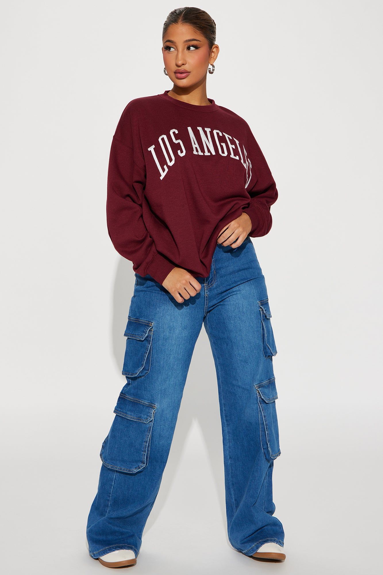 Los Angeles Embroidered Sweatshirt - Burgundy sold by Fashion Nova product image thumbnail 2