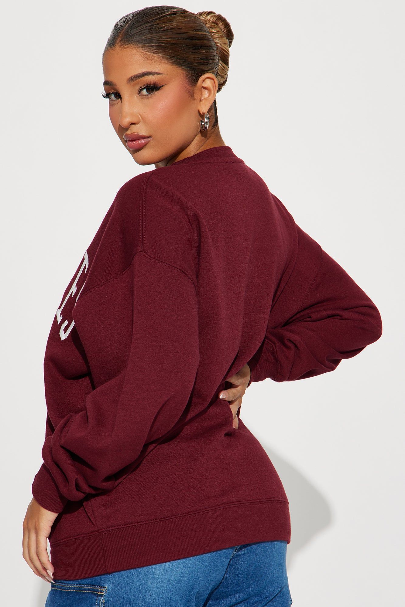 Los Angeles Embroidered Sweatshirt - Burgundy sold by Fashion Nova product image thumbnail 4