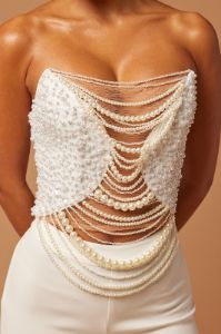 Eva Embellished Pearl Pant Set - White sold by Fashion Nova
