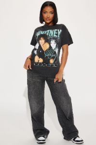 Whitney Houston Washed Tshirt - Black Wash sold by Fashion Nova