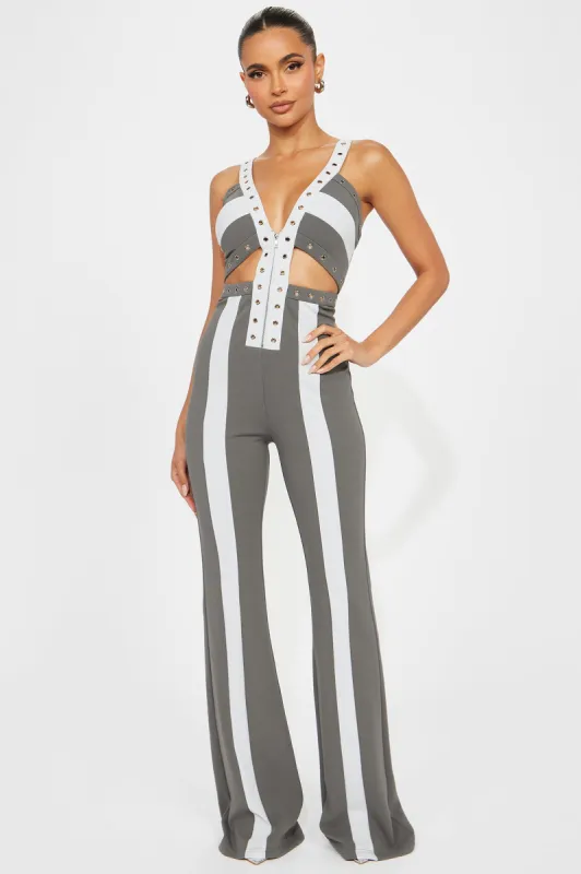 Dream Of Me Jumpsuit - Grey/combo sold by Fashion Nova