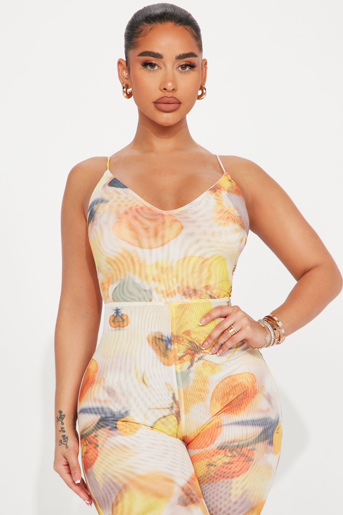 Baby You Are Mine Mesh Jumpsuit - White/combo sold by Fashion Nova product image thumbnail 2
