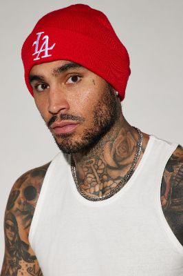 LA Classic Cuffed Beanie - Red sold by Fashion Nova