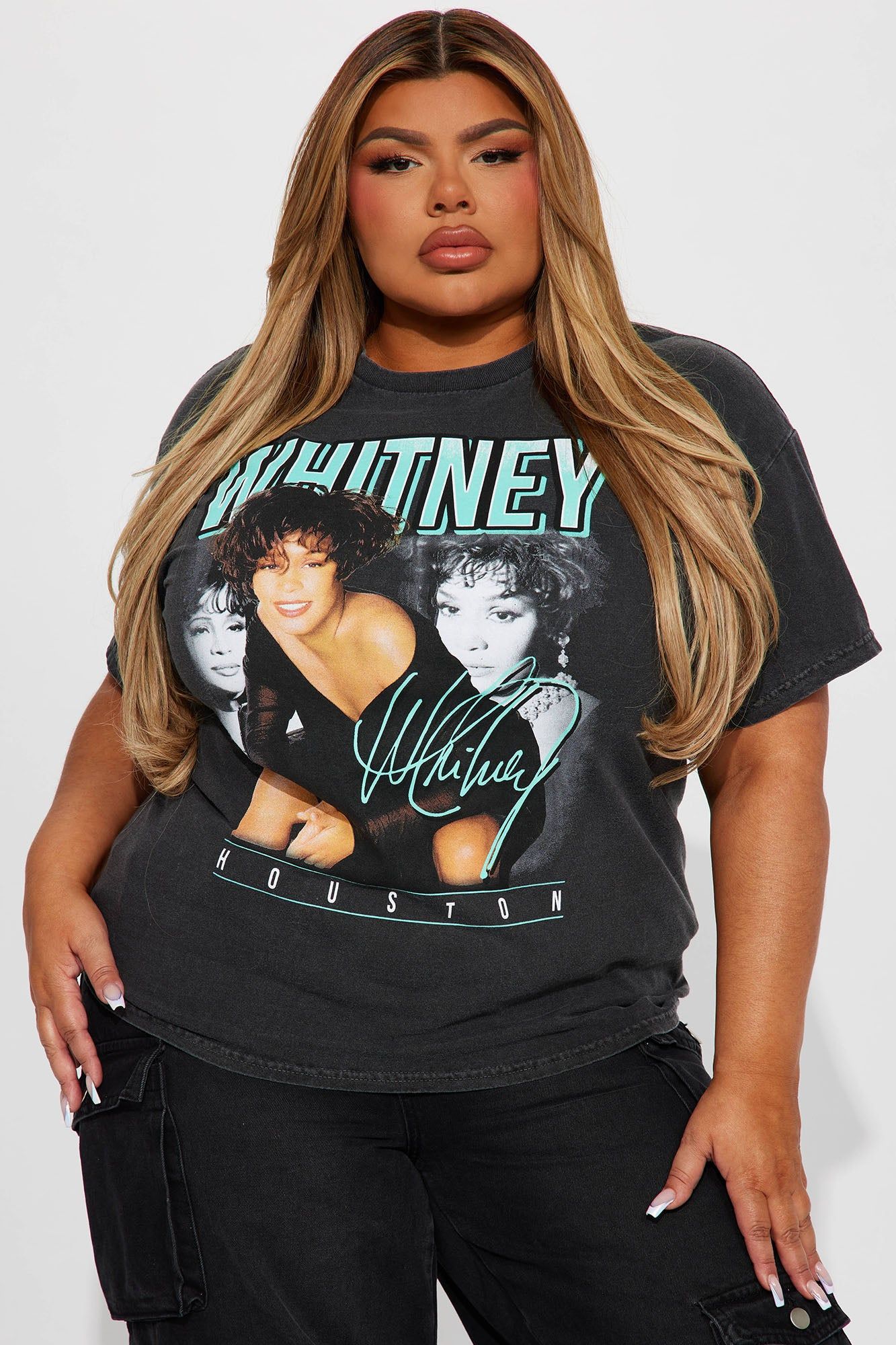 Whitney Houston Washed Tshirt - Black Wash sold by Fashion Nova product image thumbnail 4
