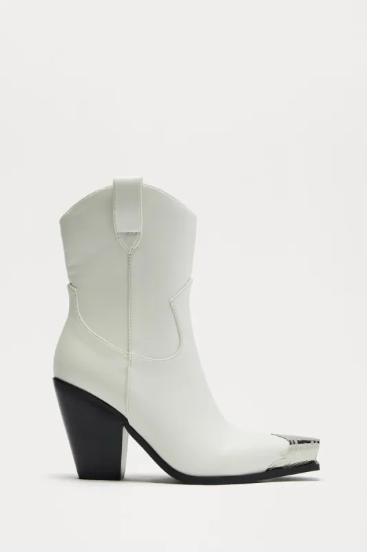 Western Cutie Cowboy Booties - White sold by Fashion Nova