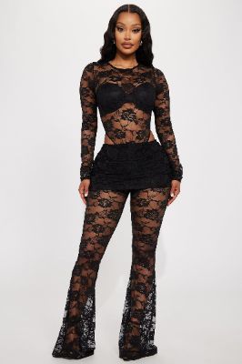 Think It Over Lace Pant Set - Black sold by Fashion Nova
