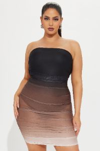 Ombrelicious Mesh Mini Dress - Black/Brown sold by Fashion Nova