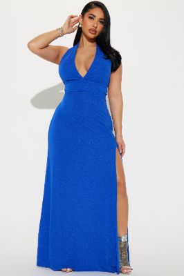 Harlowe Halter Gown - Royal sold by Fashion Nova
