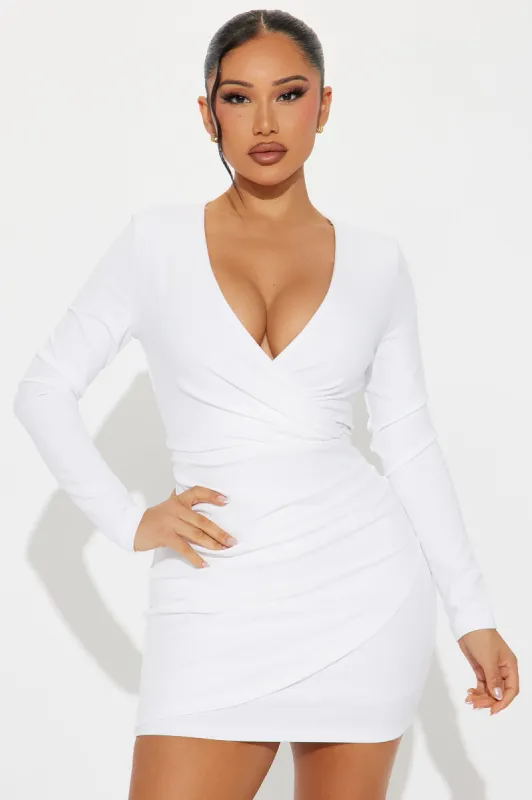 Sophisticated Crepe Mini Dress - Ivory sold by Fashion Nova