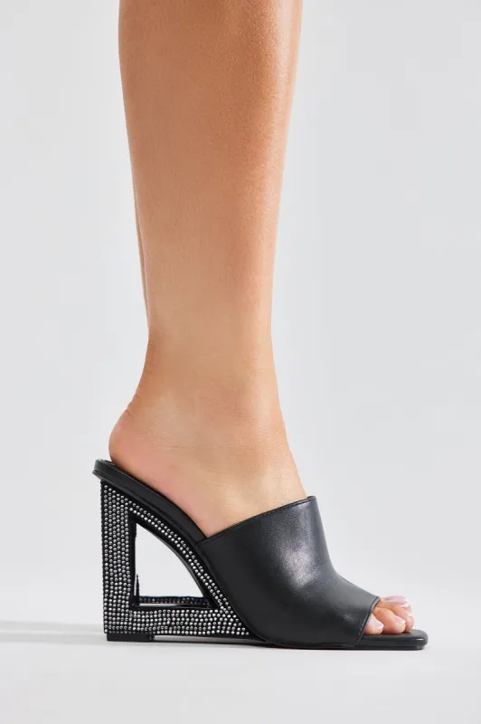 Playing It Smart Embellished Wedges - Black sold by Fashion Nova
