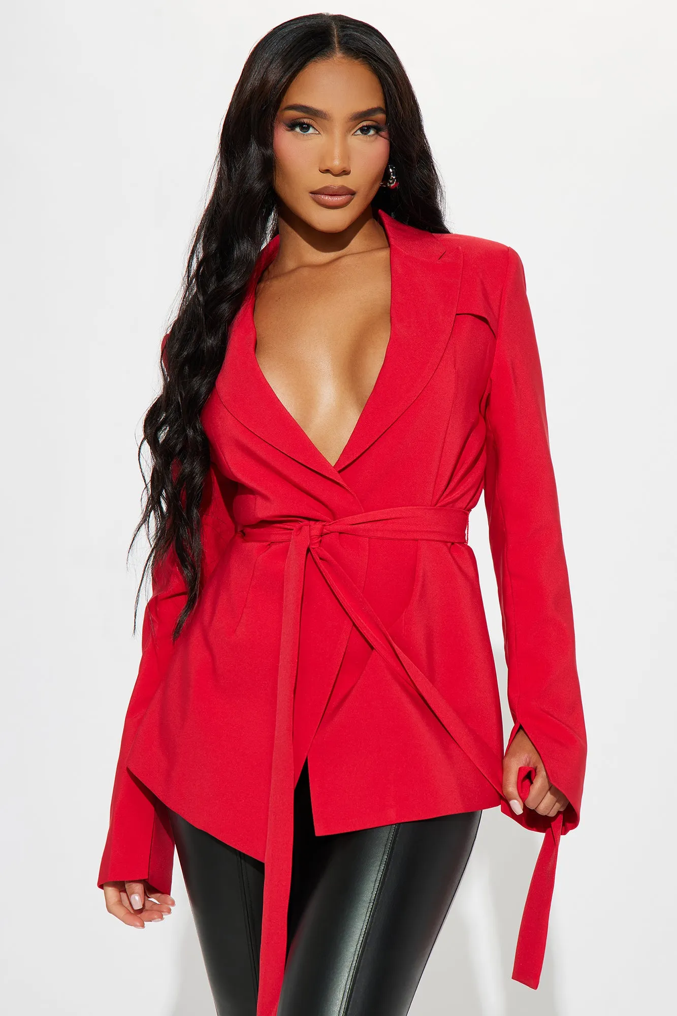 About Her Business Blazer - Red sold by Fashion Nova