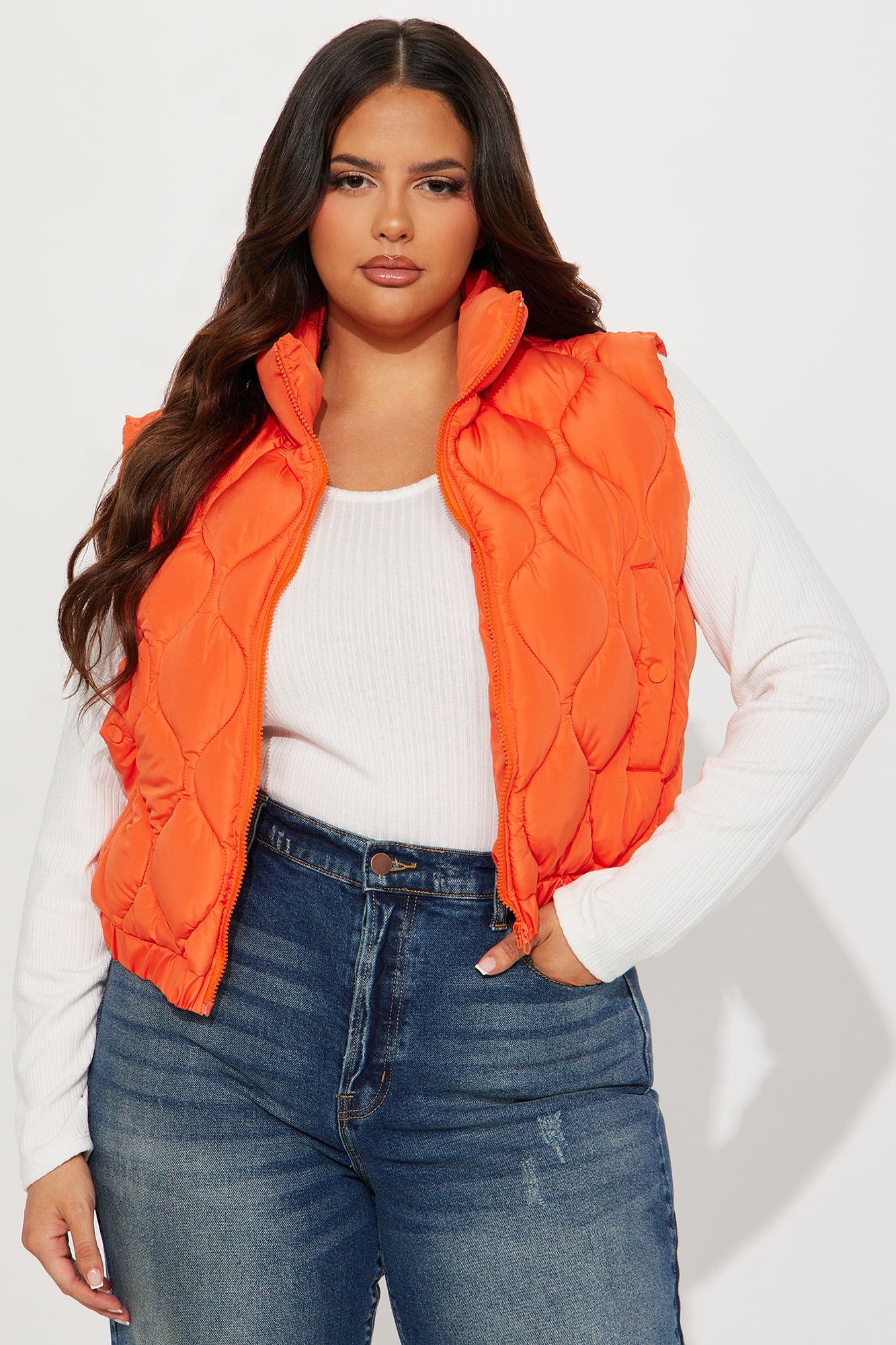 Ride My Wave Quilted Puffer Vest - Orange sold by Fashion Nova product image thumbnail 4