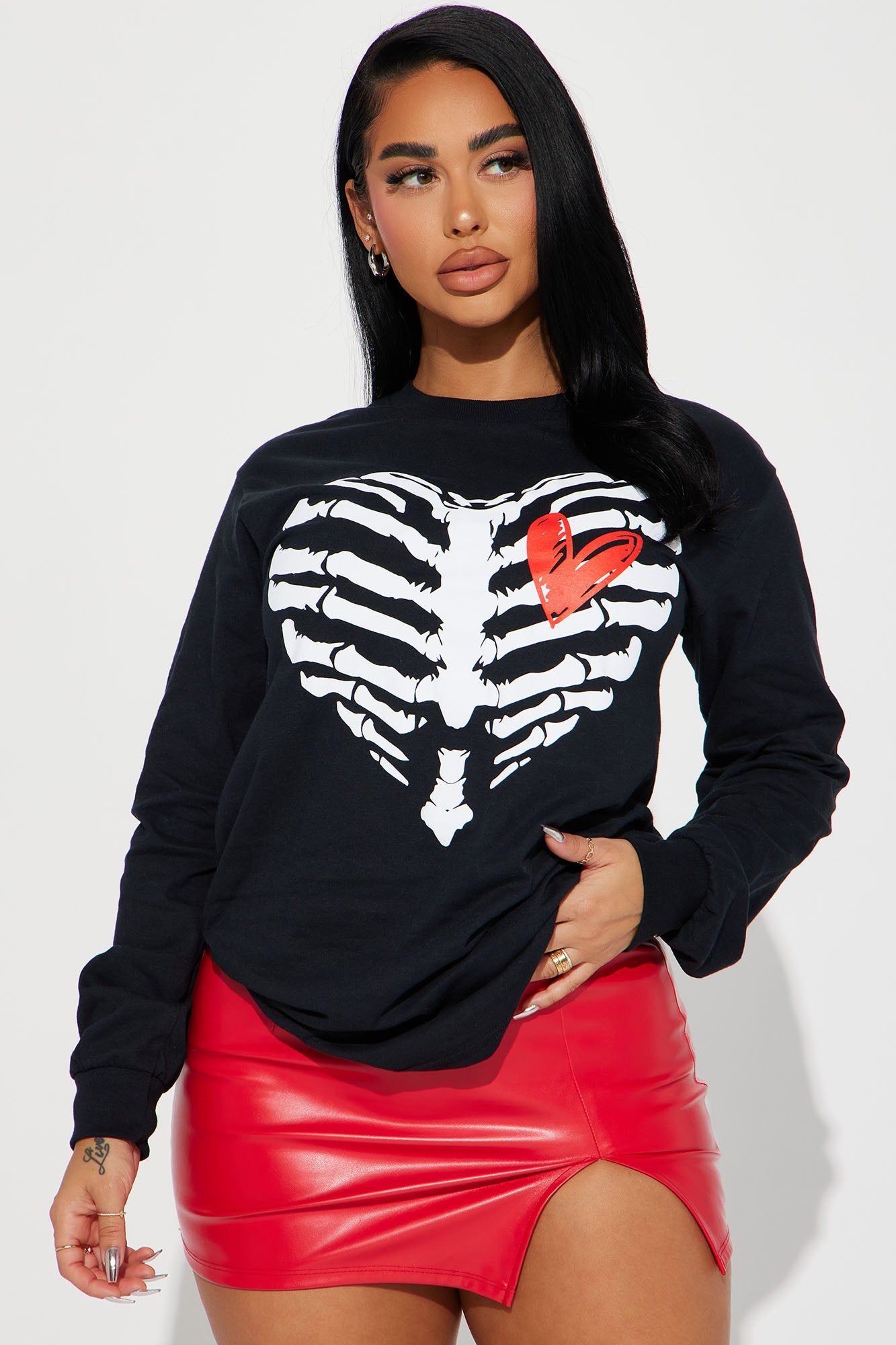 Heart On My Sleeves Tee - Black sold by Fashion Nova