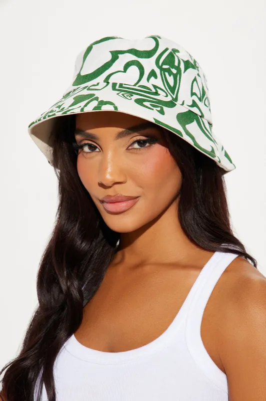Hypnotizing Love Bucket Hat - White/combo sold by Fashion Nova
