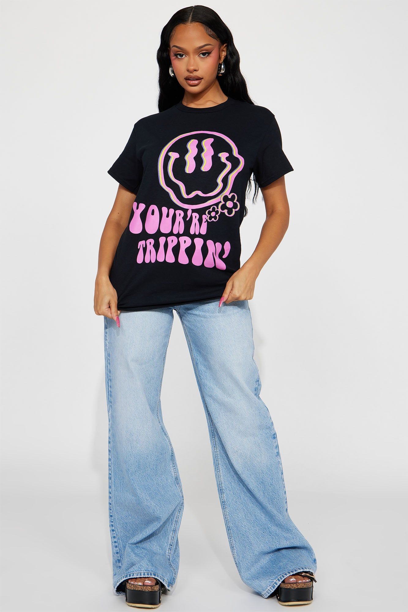 You're Trippin' Short Sleeve Tee - Black sold by Fashion Nova product image thumbnail 2